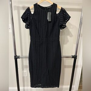 Black Eyelet Cold Shoulder Dress from Banana Republic
